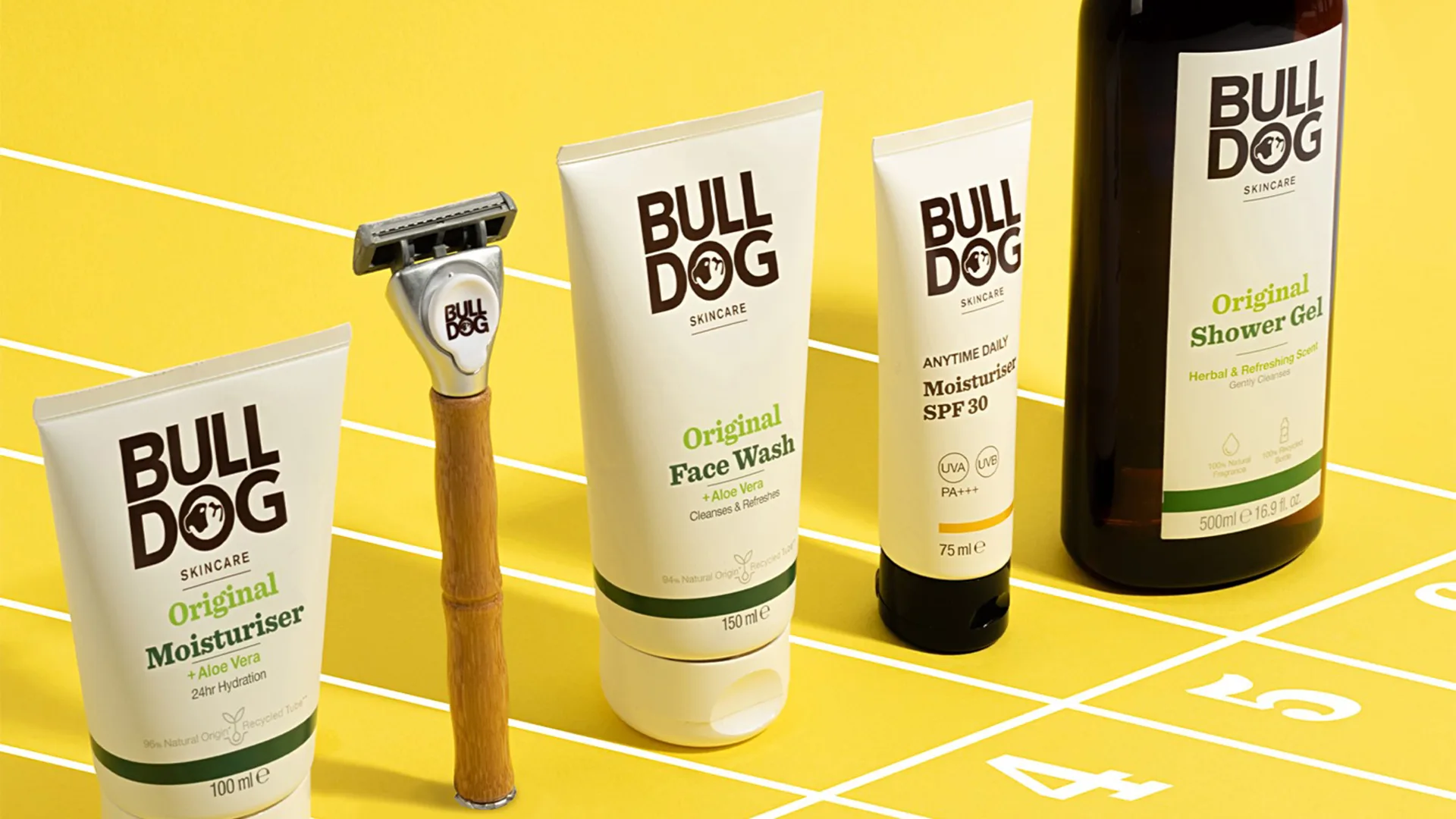 Bulldog Original Moisturiser on the bathroom shelf