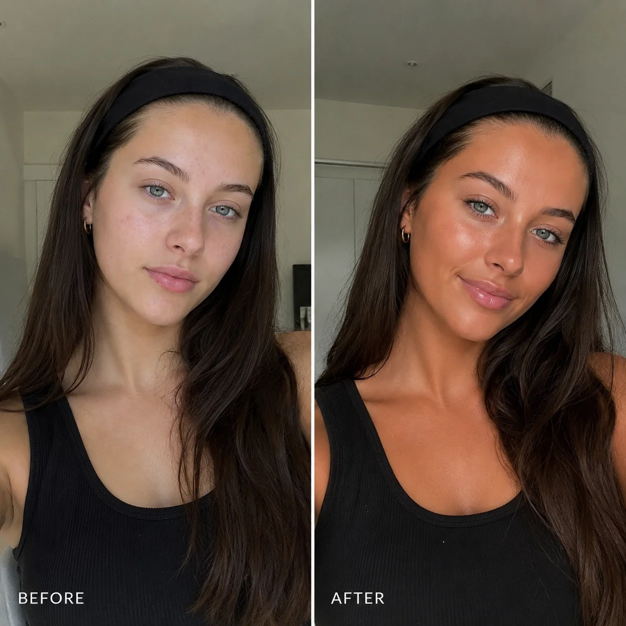 Before and after, Australian Glow on body