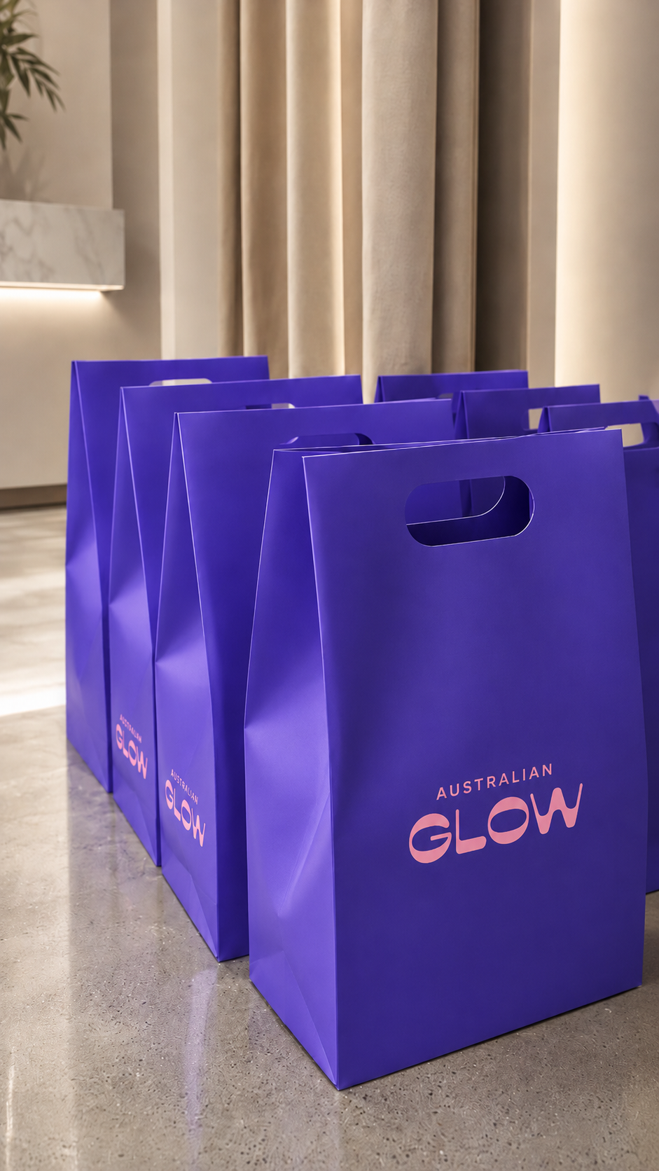 Australian Glow shopping bags, a brand grown through Priceline