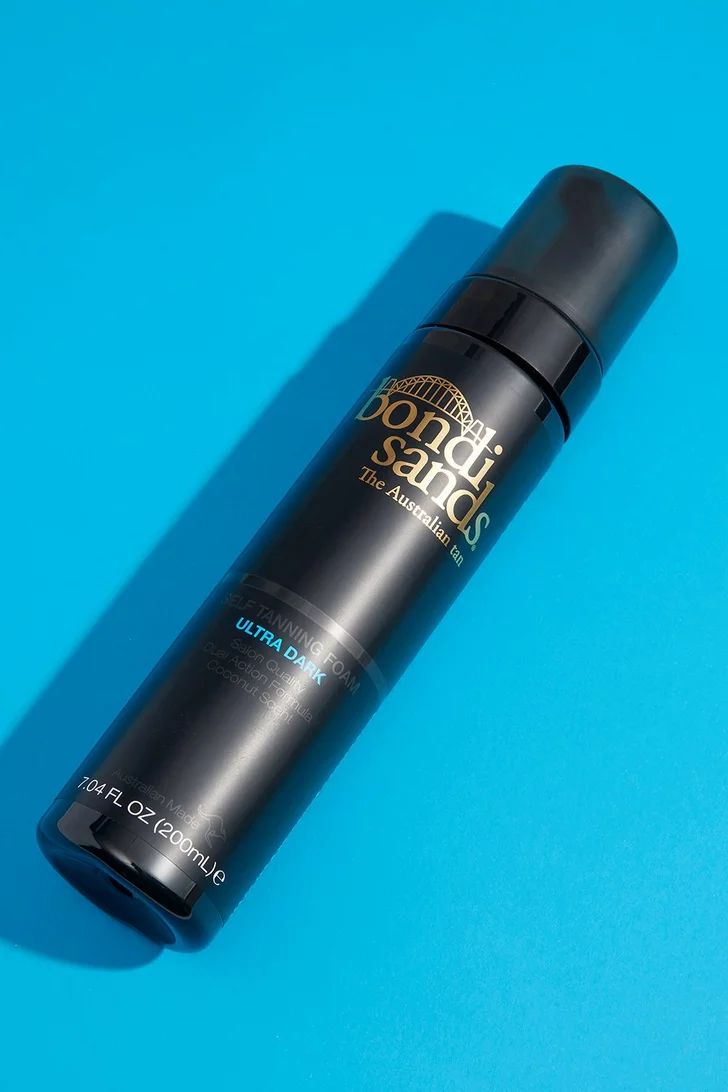 Bondi Sands Ultra Dark Foam, product portrait on blue