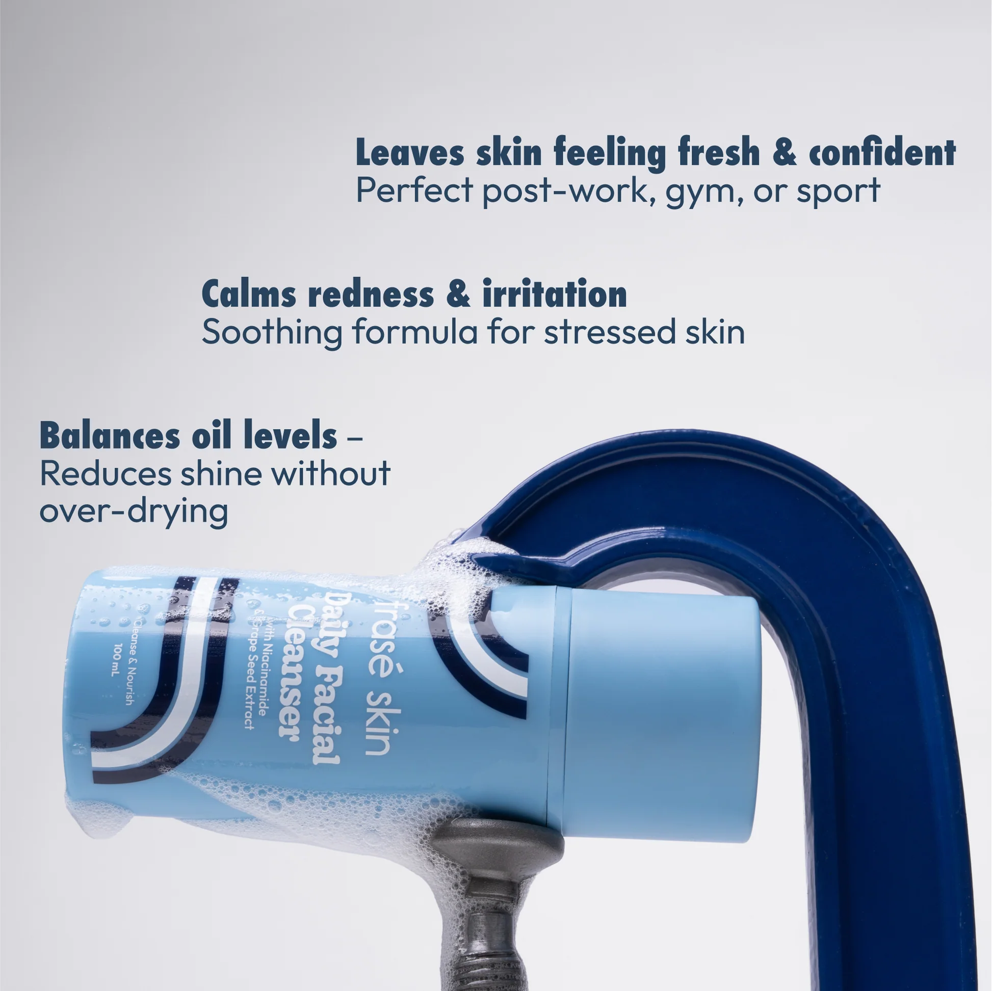 Frasé Skin Daily Cleanser in the shower, Newcastle bathroom test shot