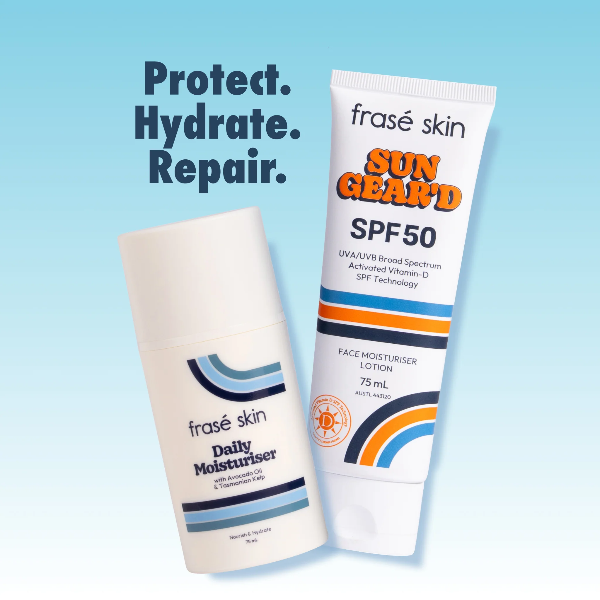 Frasé Skin Daily Moisturiser layered under Sun Geard SPF