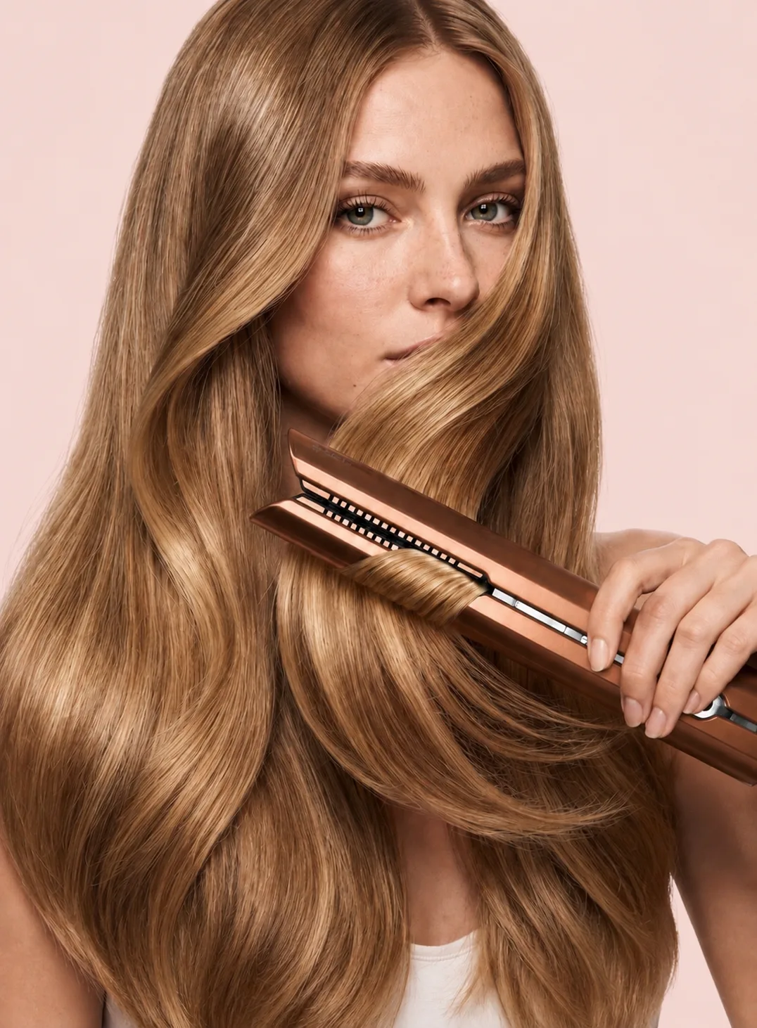 ghd Platinum+ styler on blonde hair, heat-styling default for Australian salons