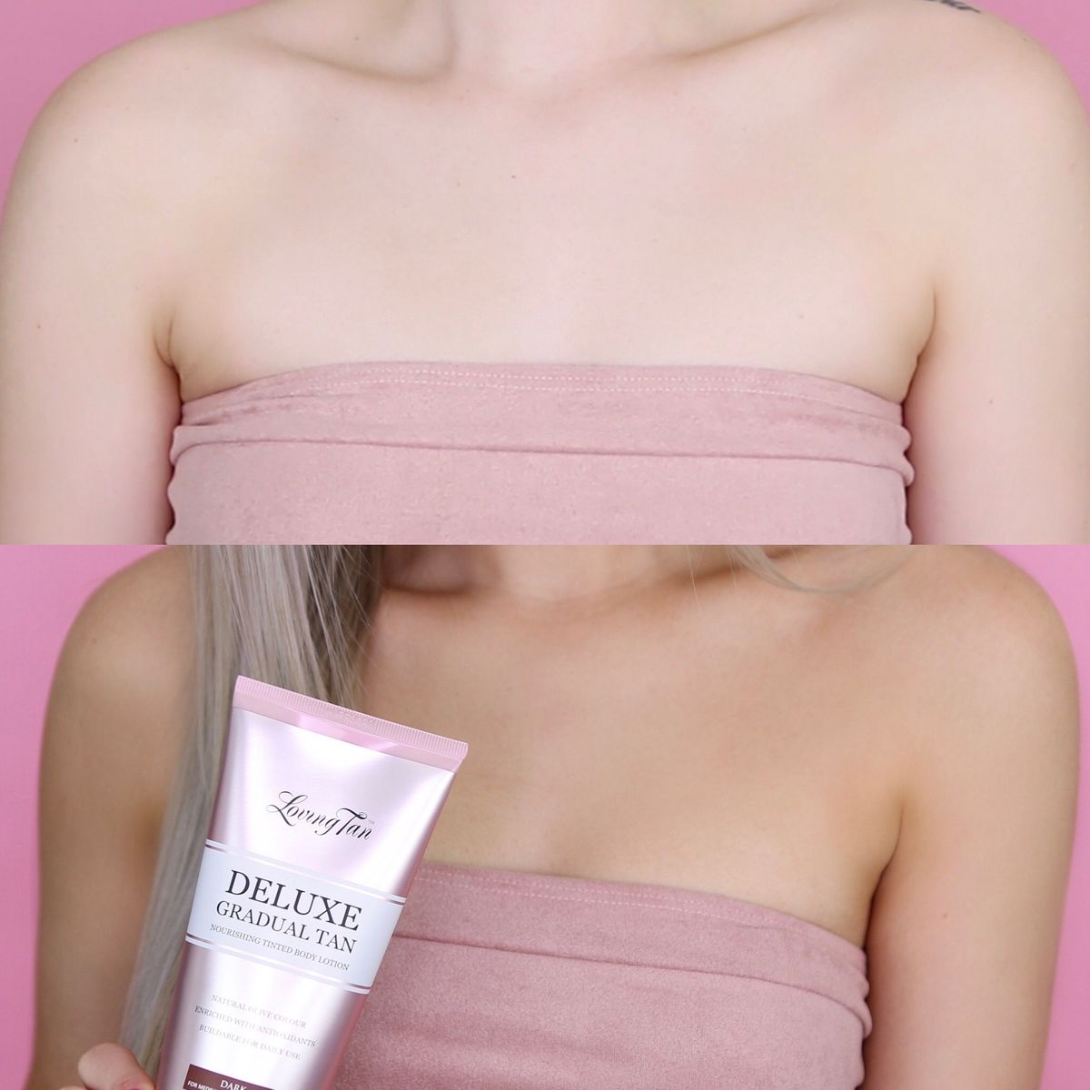 Loving Tan Lux Glow Body Oil, sun-warmed shoulder portrait