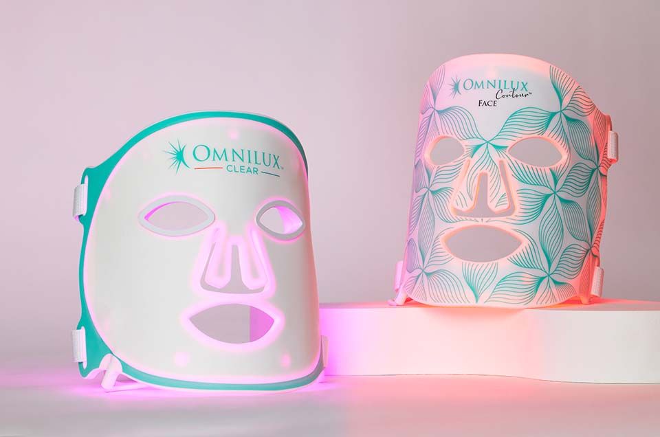 Omnilux Contour Face and Clear masks together, the dermatologist-trusted LED pair