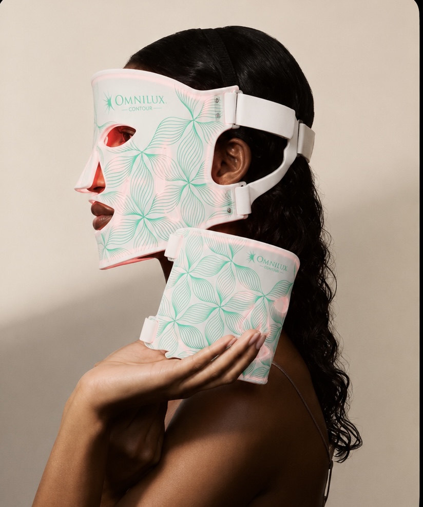 Omnilux Contour Face and Neck worn together on test