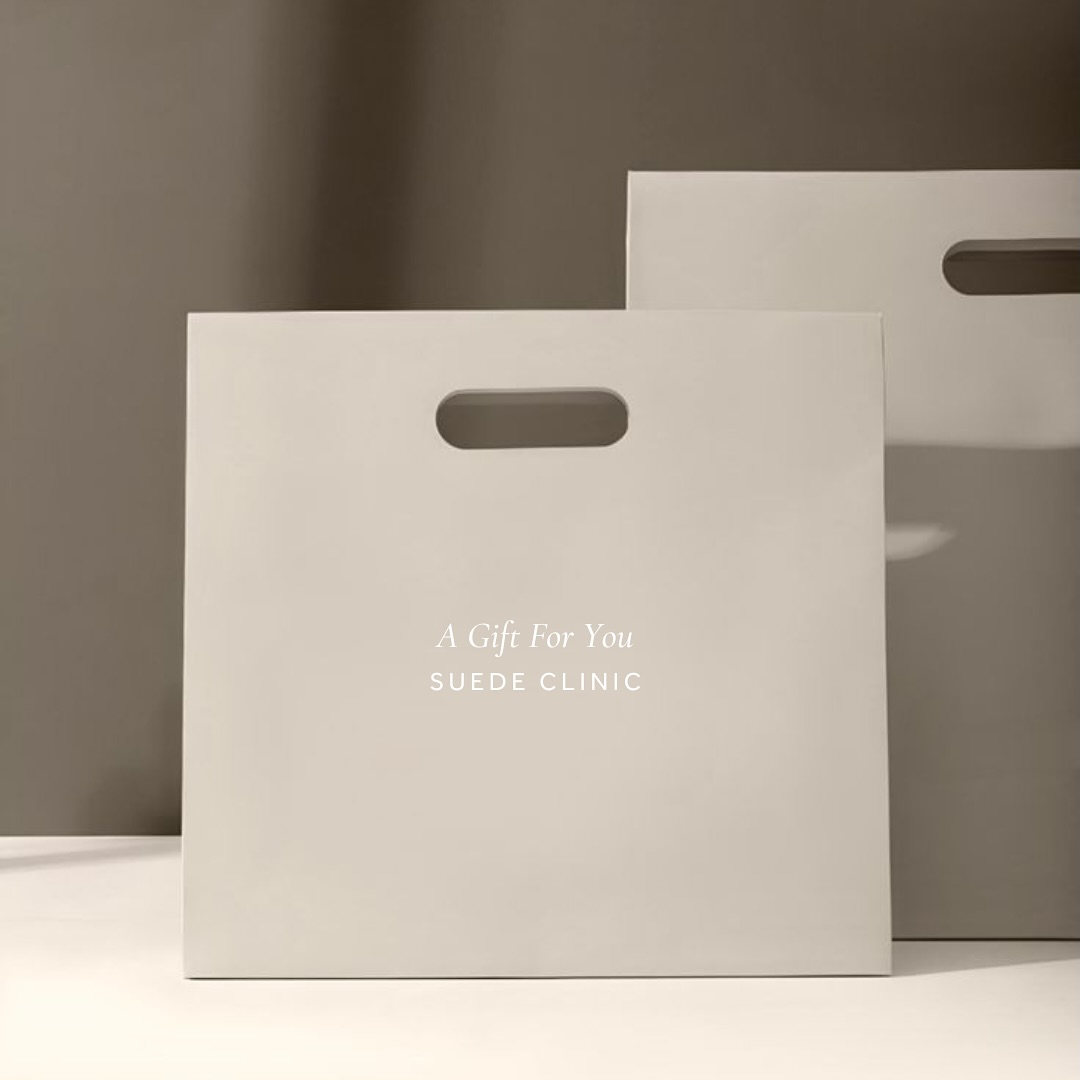 Suede Clinic consultation area with skincare products