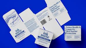Ink Nurse Aftercare Cream packaging flatlay, tube, box and seal
