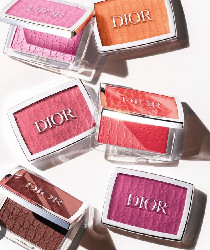 Dior Backstage Rosy Glow Blush flatlay in six colourways