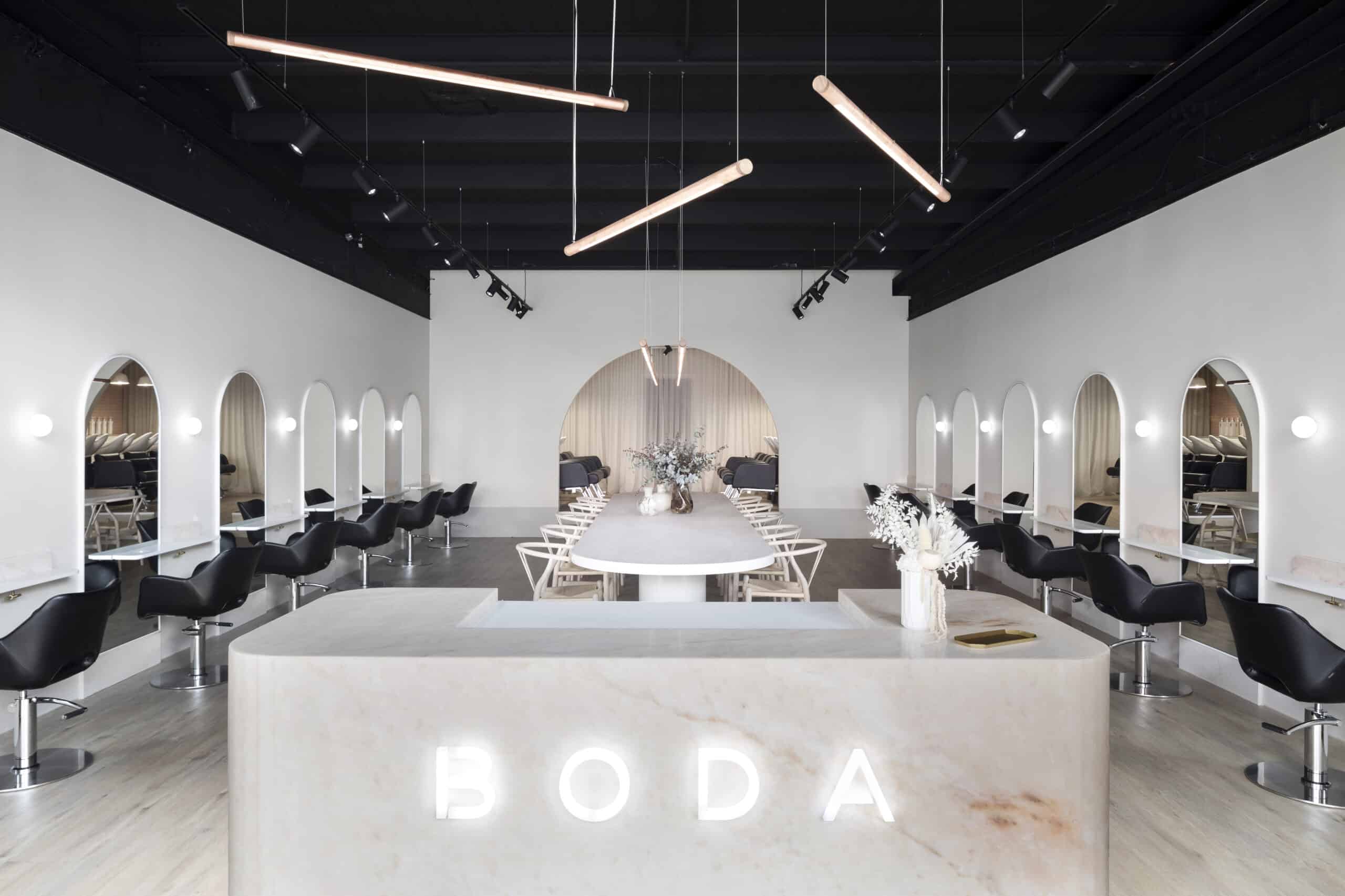 BODA Hair Boutique chandelier row interior