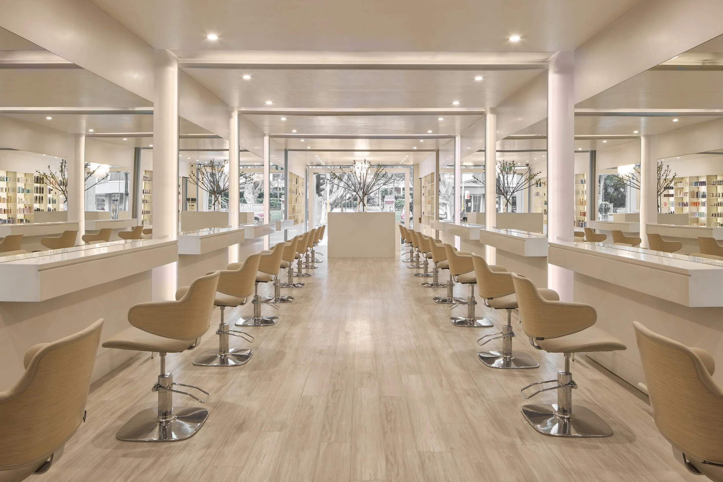 Paloma, wide editorial interior, the studio floor
