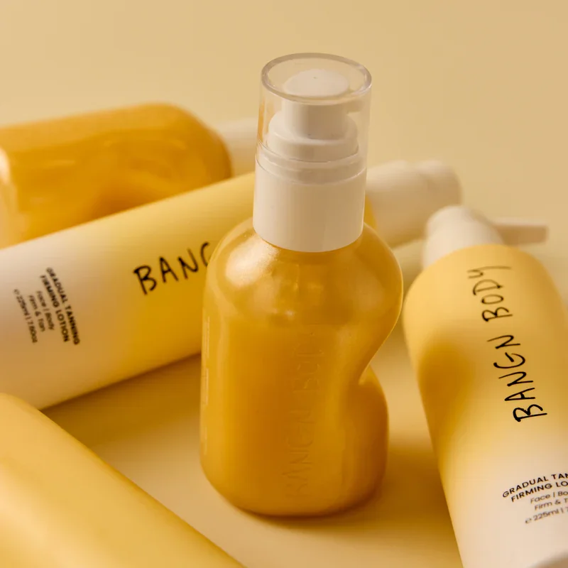 Bangn Body Firming Lotion range on yellow